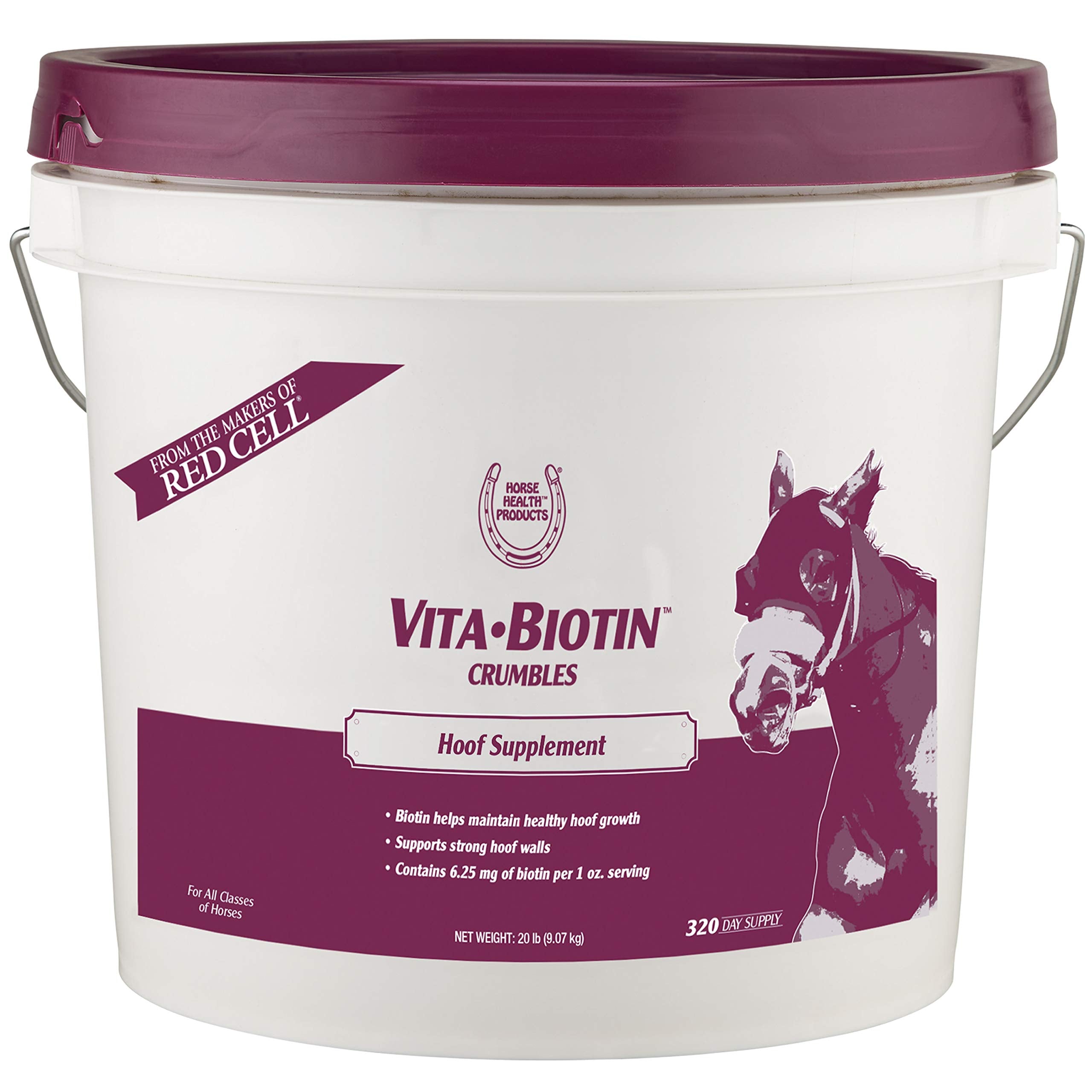 Horse Health Vita Biotin Crumbles Horse Hoof Supplement, Biotin Supplement Supports Healthy Hoof Growth, Strong Walls, Prevents Cracks & Chipping, 3 lbs, 48-Day Supply