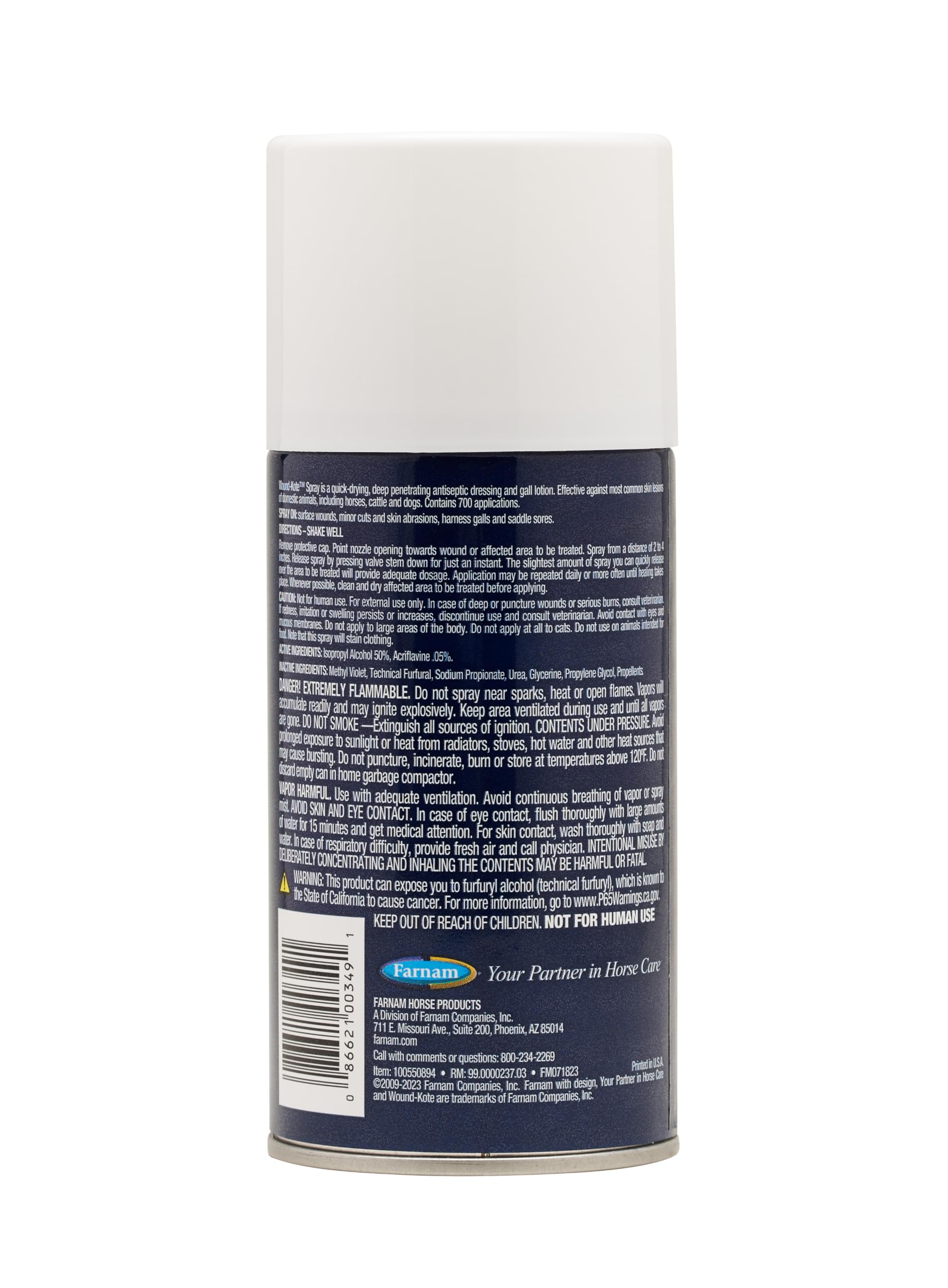 Farnam Wound-Kote Blue Lotion Spray para el cuidado de heridas en caballos y perros, propiedades antisépticas, para heridas leves, cortes y llagas, 7 oz.