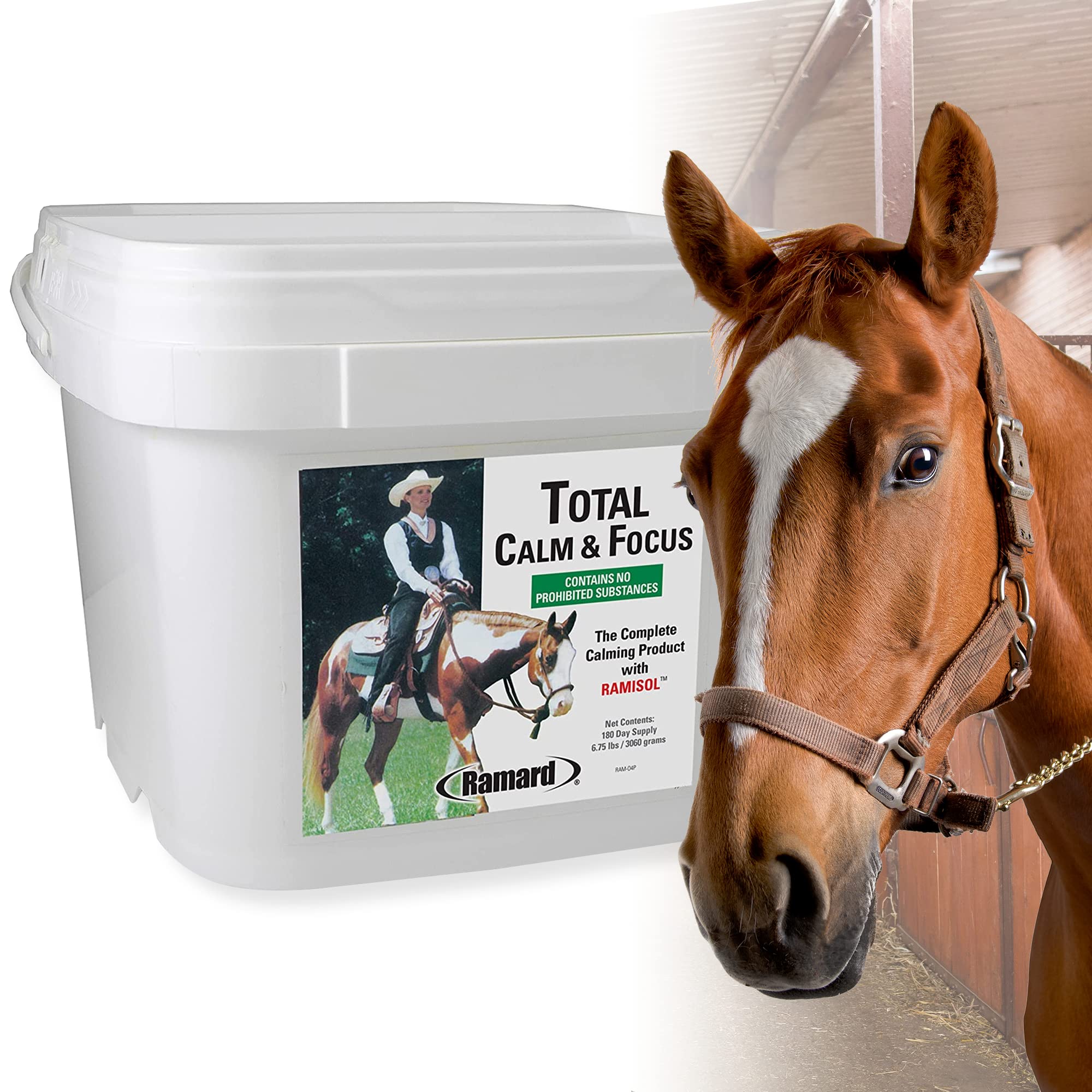 Ramard Total Calm and Focus for Horses Supplement - Magnesium & Calming Formula for Horse Show, Training, Performance Mental Alertness Without Drowsiness, Show Safe, Equine Supplies 1oz Syringe 3Packs