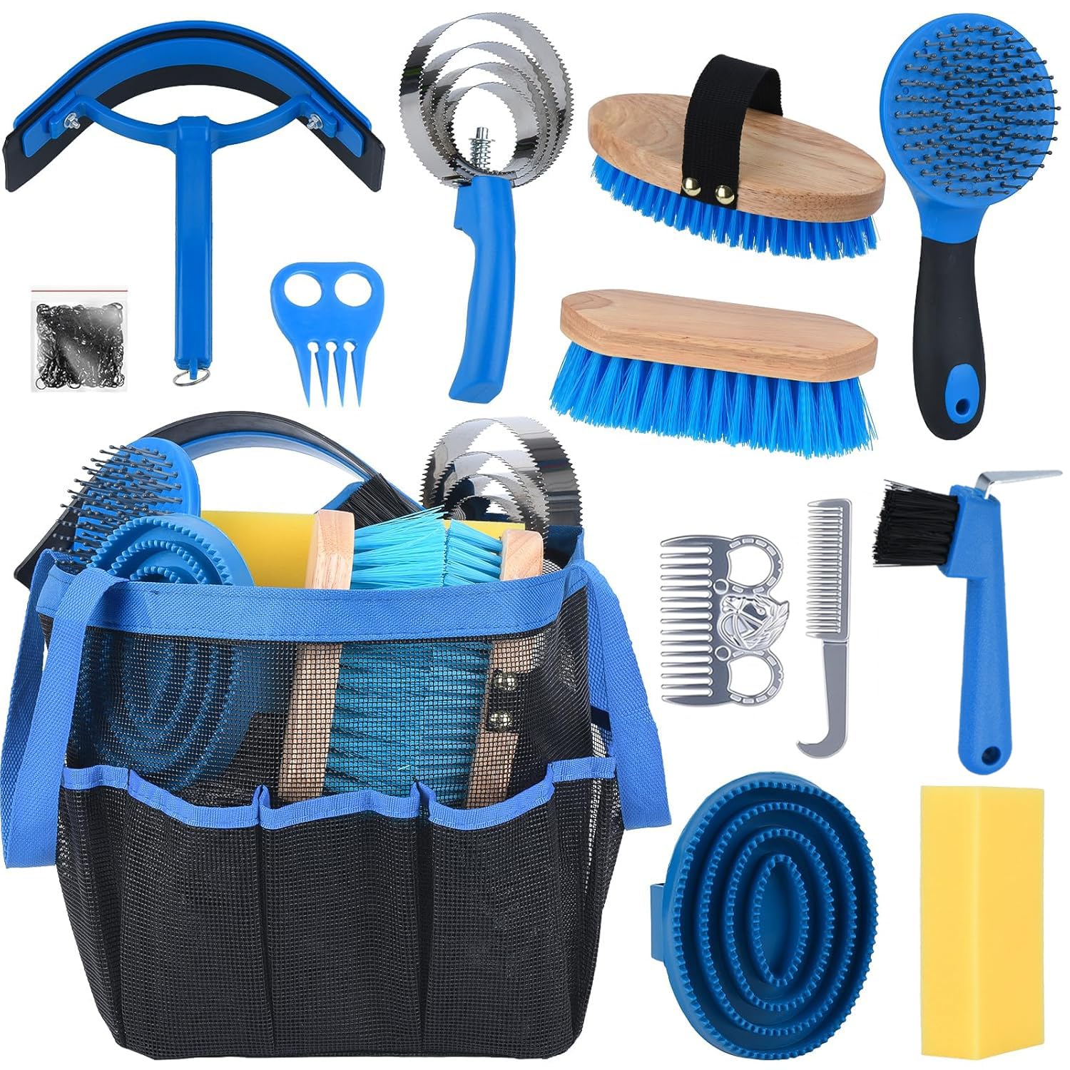 Horse Grooming Kit 13 Piece, Horse Brushes for Grooming Supplies Set with Organizer Bag, Horse Brush & Curry Comb for Effective Cleaning, Gift for Horses Riders Beginners