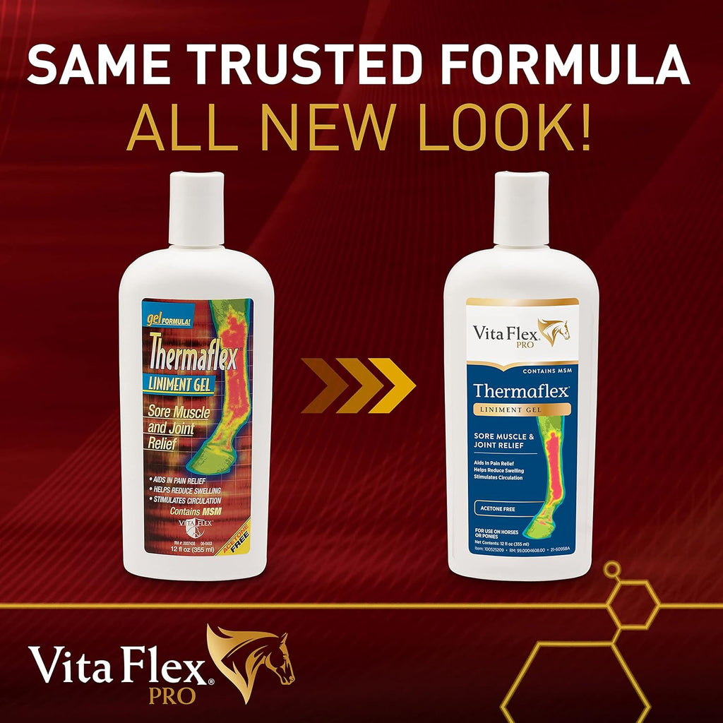 Gel linimento Thermaflex de Vita Flex para el alivio del dolor muscular y articular en caballos, 12 onzas líquidas