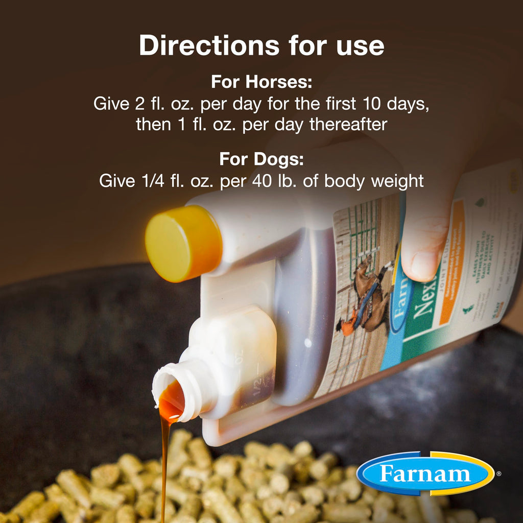 Suplemento Farnam Next Level Joint Fluid para caballos y perros, ayuda a mantener el tejido conectivo para aliviar la rigidez de las articulaciones debido a la actividad diaria, 473 ml, suministro para 16 días