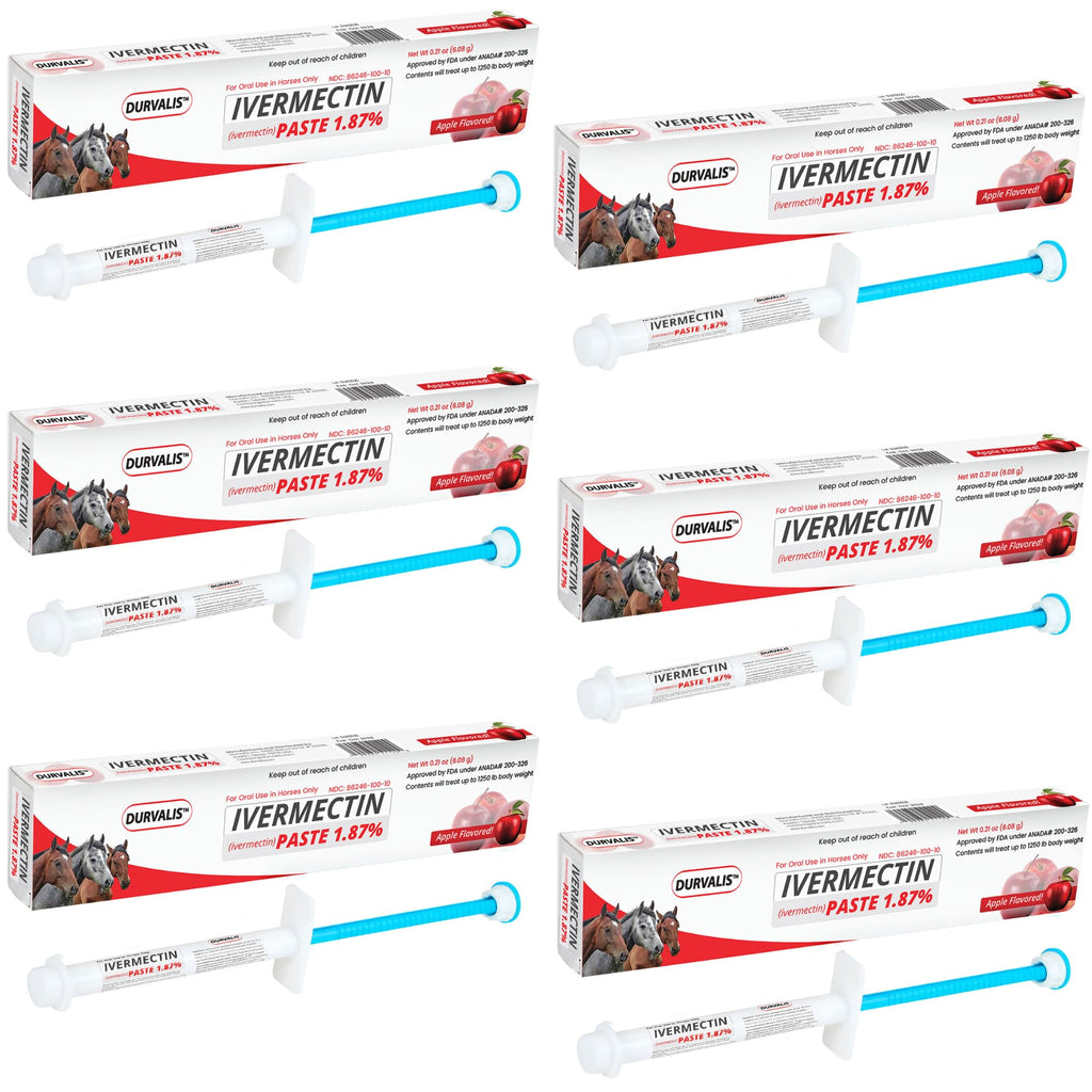 Ivermectin Horse Paste 1.87% Dewormer 6.08g Dose-Effective Appled Flavored Ivermectin Paste for Equine Care,Horse Deworming Paste -for Horses Up to 1250 lb (24 Pack)