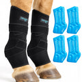 NEWGO Envoltura de hielo para caballo, reutilizable, para lesiones, envoltura refrescante de rodilla de caballo, cubierta completa, bota de hielo fría, 1 envoltura con 2 paquetes de gel para rodilla, piernas, botas y cascos