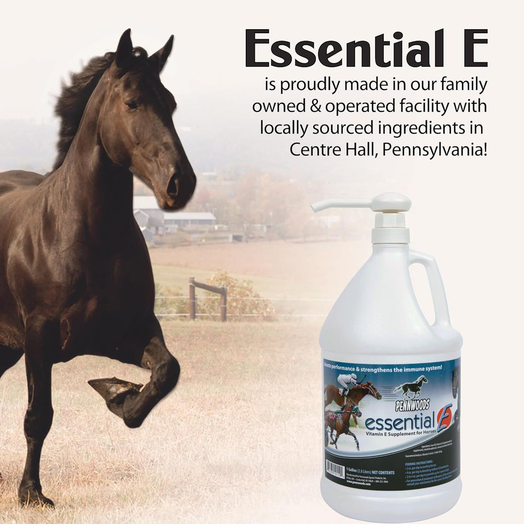 Pennwoods Essential E: Suplemento de vitamina E equina para la salud, rendimiento, recuperación y nutrición del caballo - 1 galón