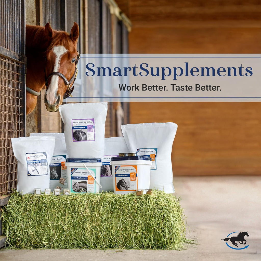 SmartMuscle® Pellets para masa muscular | Suplementos musculares para caballos, suero bioactivo, gamma orizanol y más | Ideal para el desarrollo y mantenimiento de la masa muscular magra | 56 dosis | Cubeta de 4,5 kg