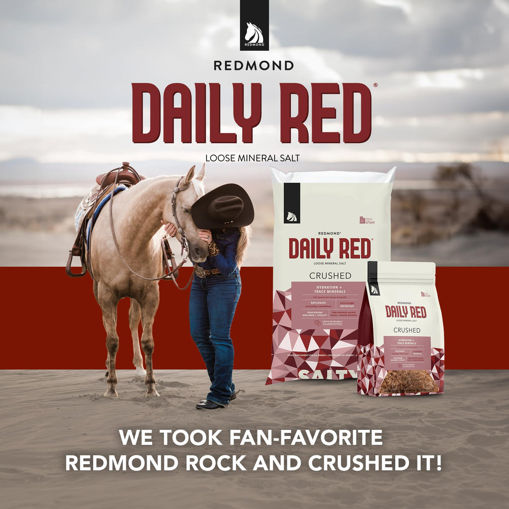 Suplemento de electrolitos de sal mineral suelta triturada REDMOND Rock para caballos (11,34 kg)