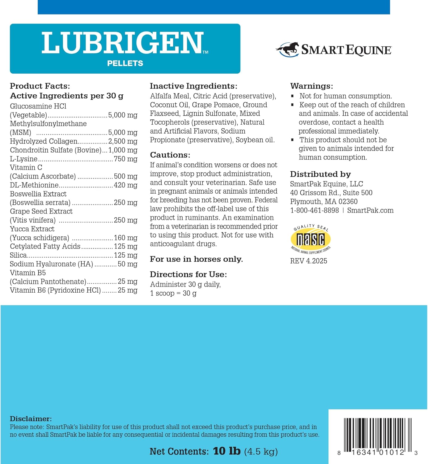 Lubrigen™ Pellets | Advanced Joint Supplement with Glucosamine, Chondroitin | Horse Supplement for Mobility & Connective Tissue Health | 10 lbs Bucket