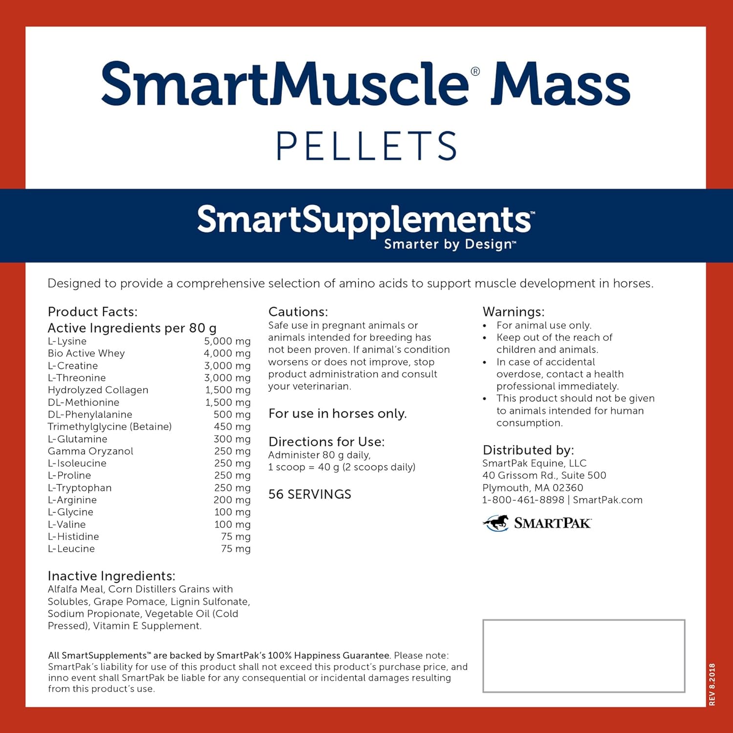 SmartMuscle® Mass Pellets | Horse Muscle Supplements, Bioactive Whey, Gamma Oryzanol, and More | Ideal for Lean Muscle Development and Maintenance | 56 Servings | 10 lb Bucket