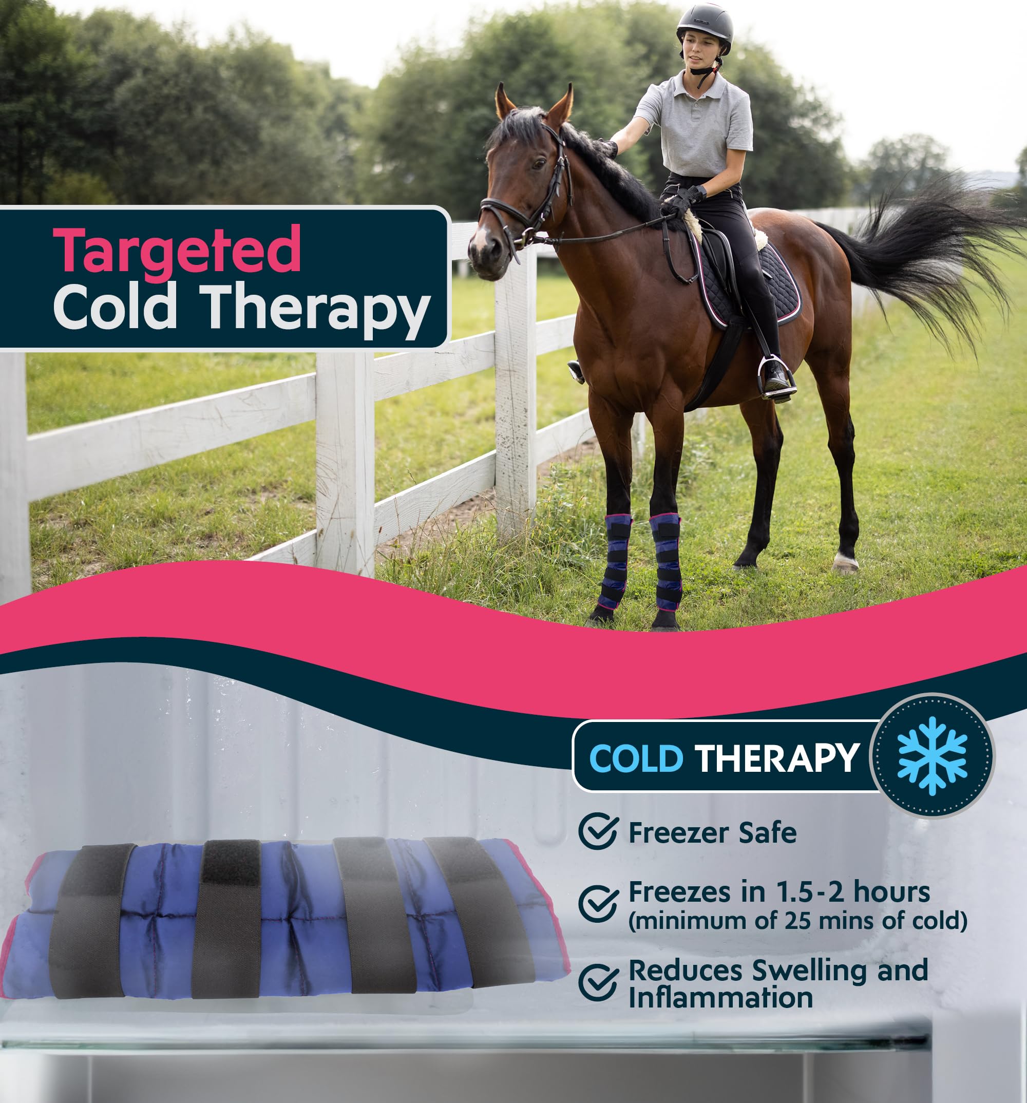 Magic Gel Horse Ice Pack with Carry Case - Single Ice Boots | Cooling Horse Leg Wraps for Hock, Ankle, Knee, Legs, Boots, and Hooves | Horse Tack & Horse Supplies & Ideal Gift for Horse Lovers Women