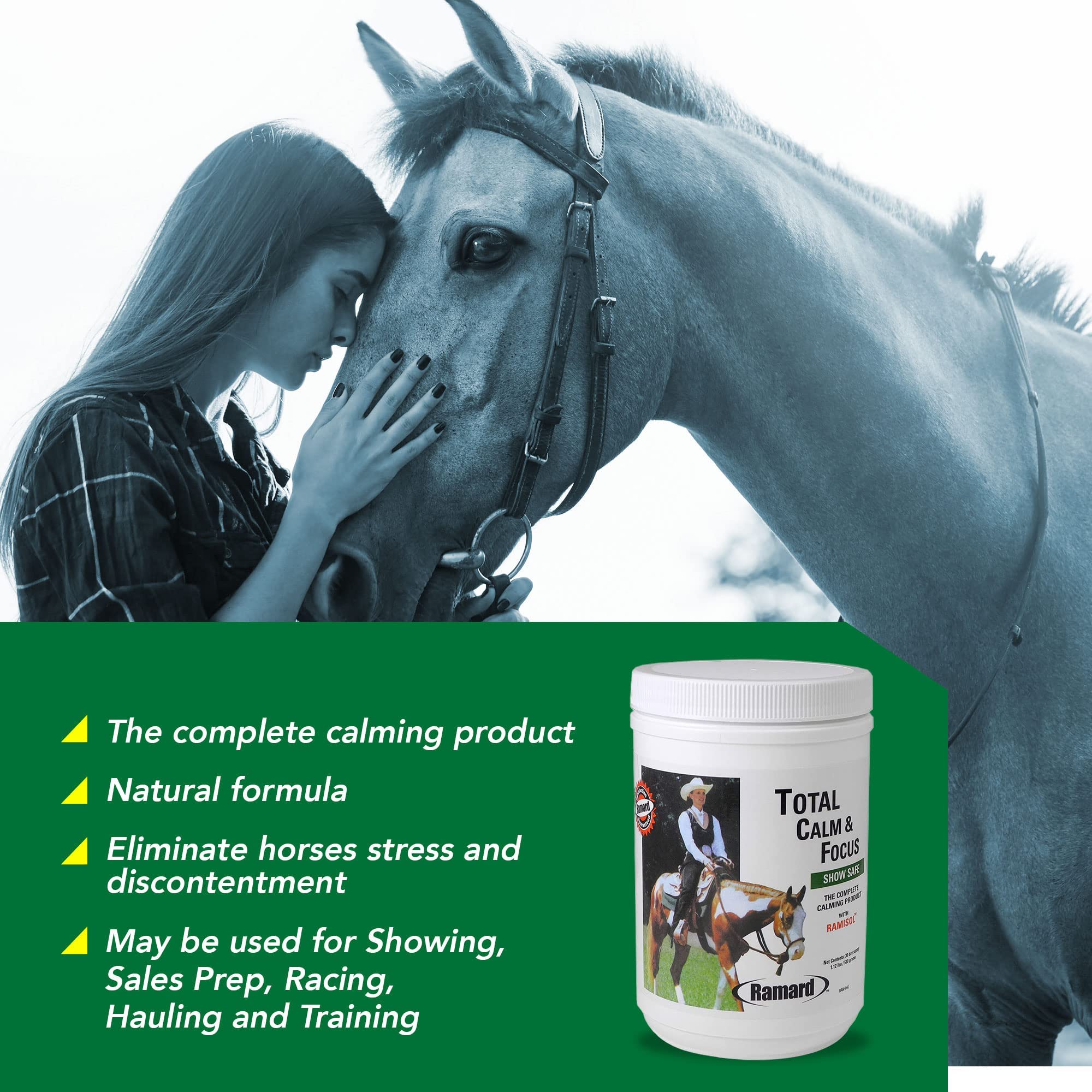 Ramard Total Calm and Focus for Horses Supplement - Magnesium & Calming Formula for Horse Show, Training, Performance Mental Alertness Without Drowsiness, Show Safe, Equine Supplies 1oz Syringe 3Packs
