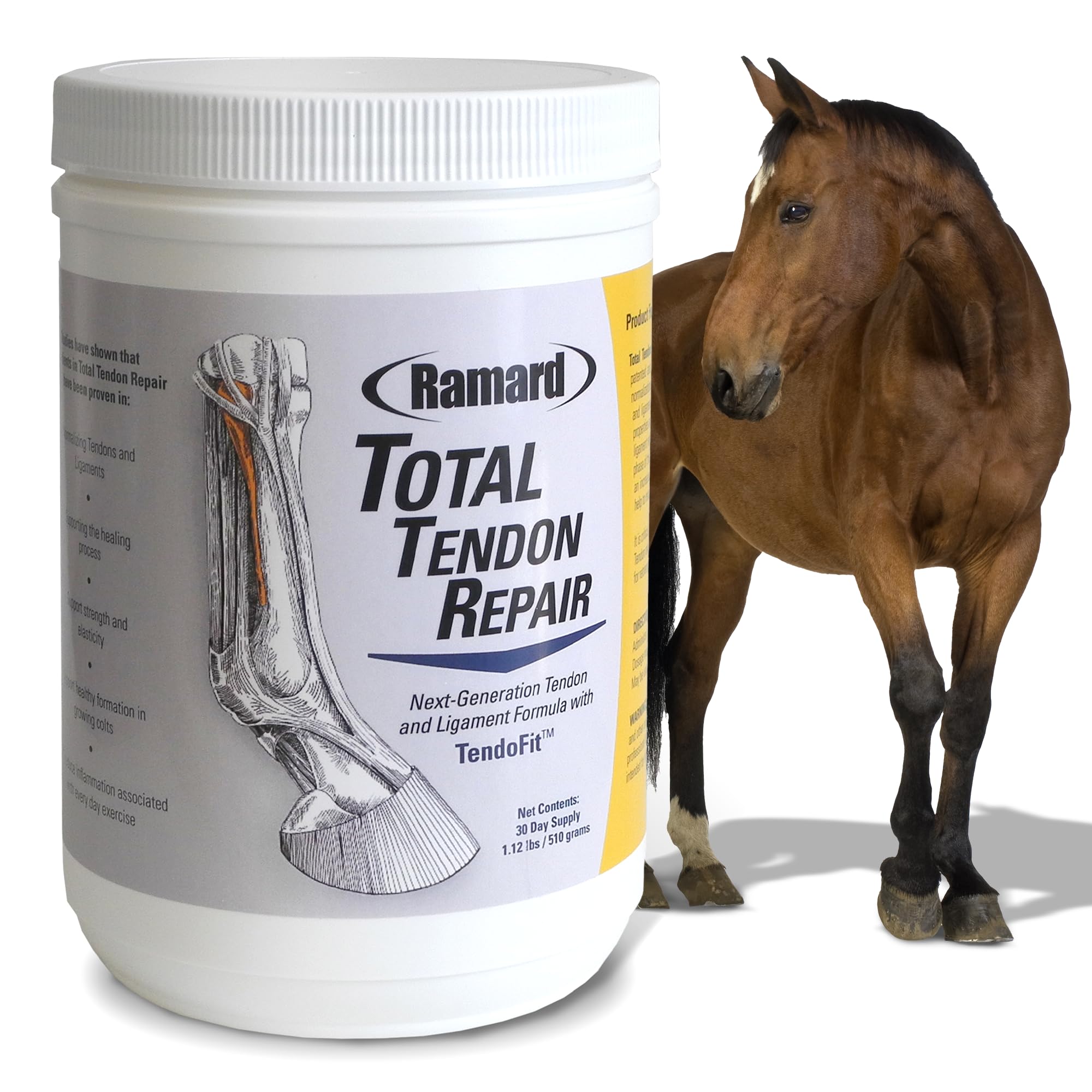 Ramard Total Tendon Repair –Advanced Powder Supplement with Vitamin C, Collagen, and MSM for Horse Joint, Ligament, and Tendon Support - Supplements for Elasticity and Strength – 90 Day Supply