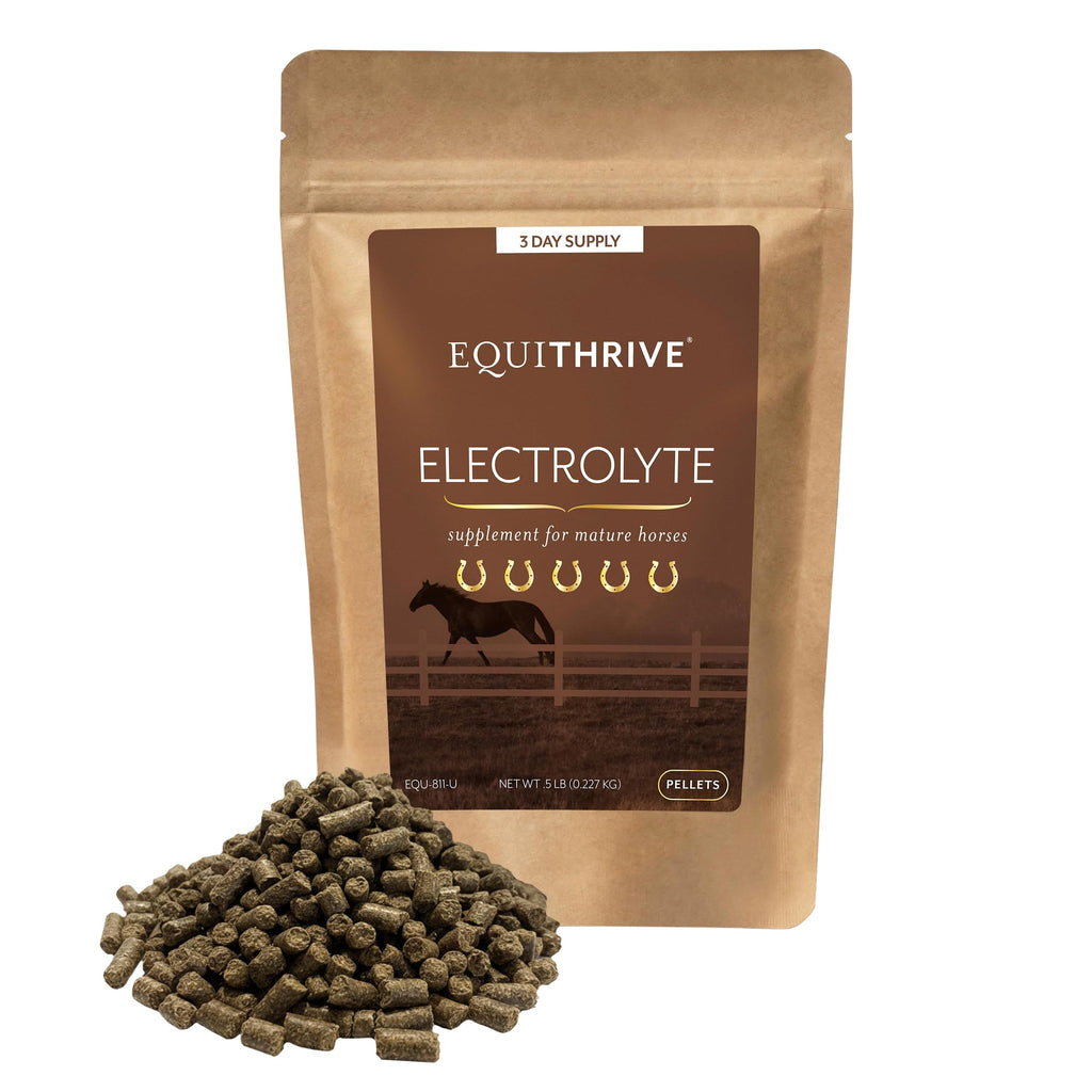 Equithrive Pellets Electrolitos, Vitaminas y Suplemento Mineral para Caballos, Suministros Alimenticios Equinos para Entrenamiento y Competición, .5 lbs, Suministro para 3 Días