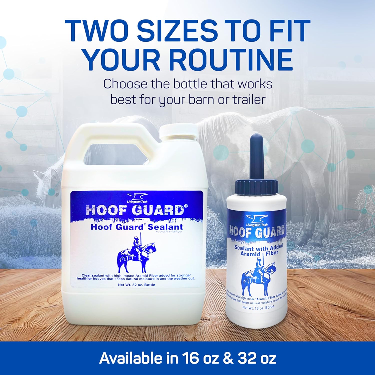 Sellador para cascos de caballos Hoof Guard 16 oz – Sellador para cascos fortificado con fibra y aramida para cascos más fuertes – Endurecedor de cascos profesional que rellena grietas, retiene la humedad y protege contra la candidiasis y el daño UV