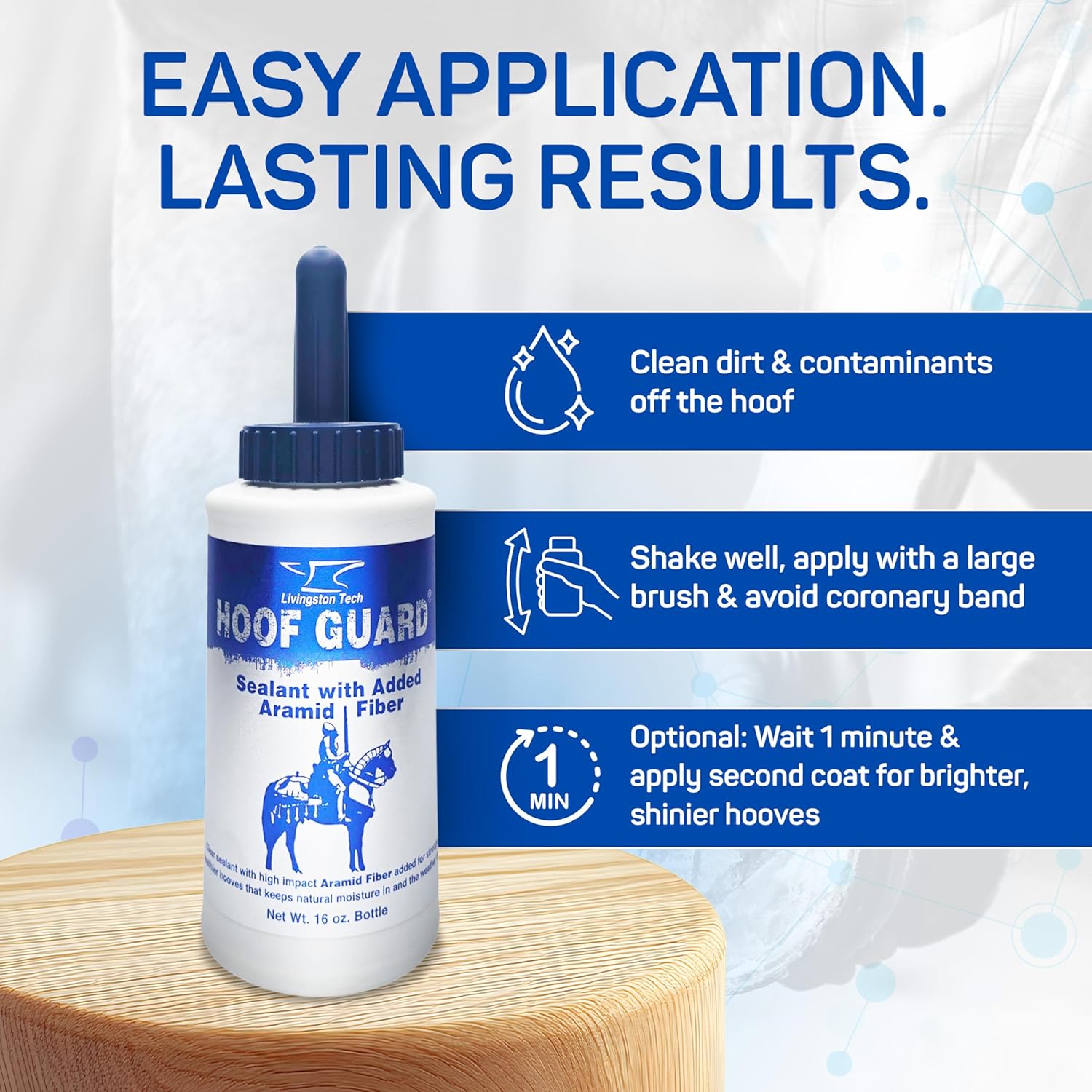 Hoof Guard Sealant for Horses 16oz – Fiber-Fortified Hoof Sealant with Aramid for Stronger Hooves – Professional Hoof Hardener That Fills Cracks, Locks In Moisture & Shields Against Thrush & UV Damage