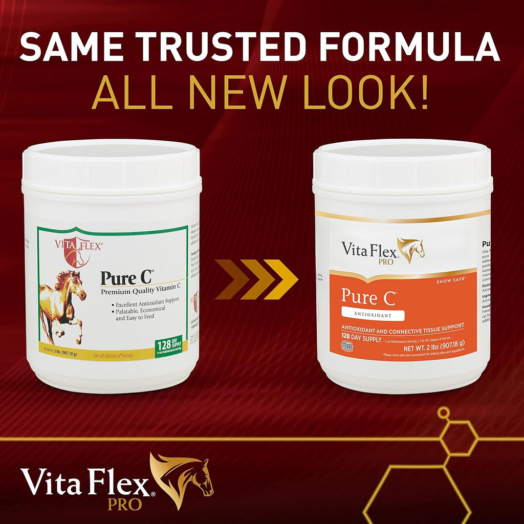 Vita Flex Pro Pure C Vitamina C de calidad prémium para caballos, 2 libras, suministro para 128 días