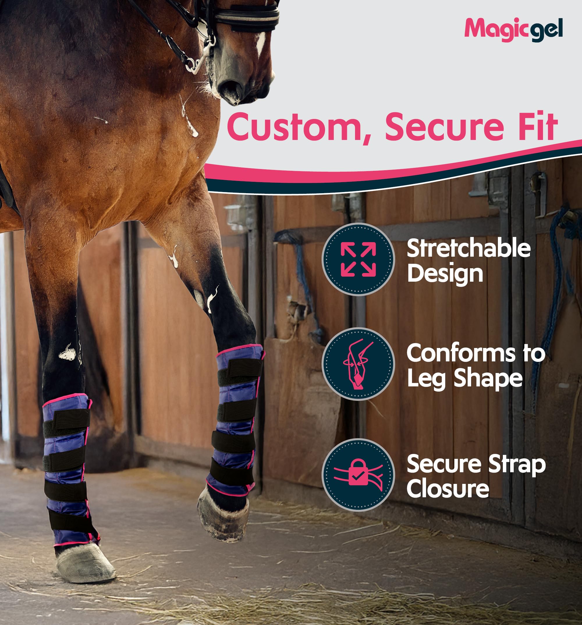 Magic Gel Horse Ice Pack with Carry Case - Single Ice Boots | Cooling Horse Leg Wraps for Hock, Ankle, Knee, Legs, Boots, and Hooves | Horse Tack & Horse Supplies & Ideal Gift for Horse Lovers Women