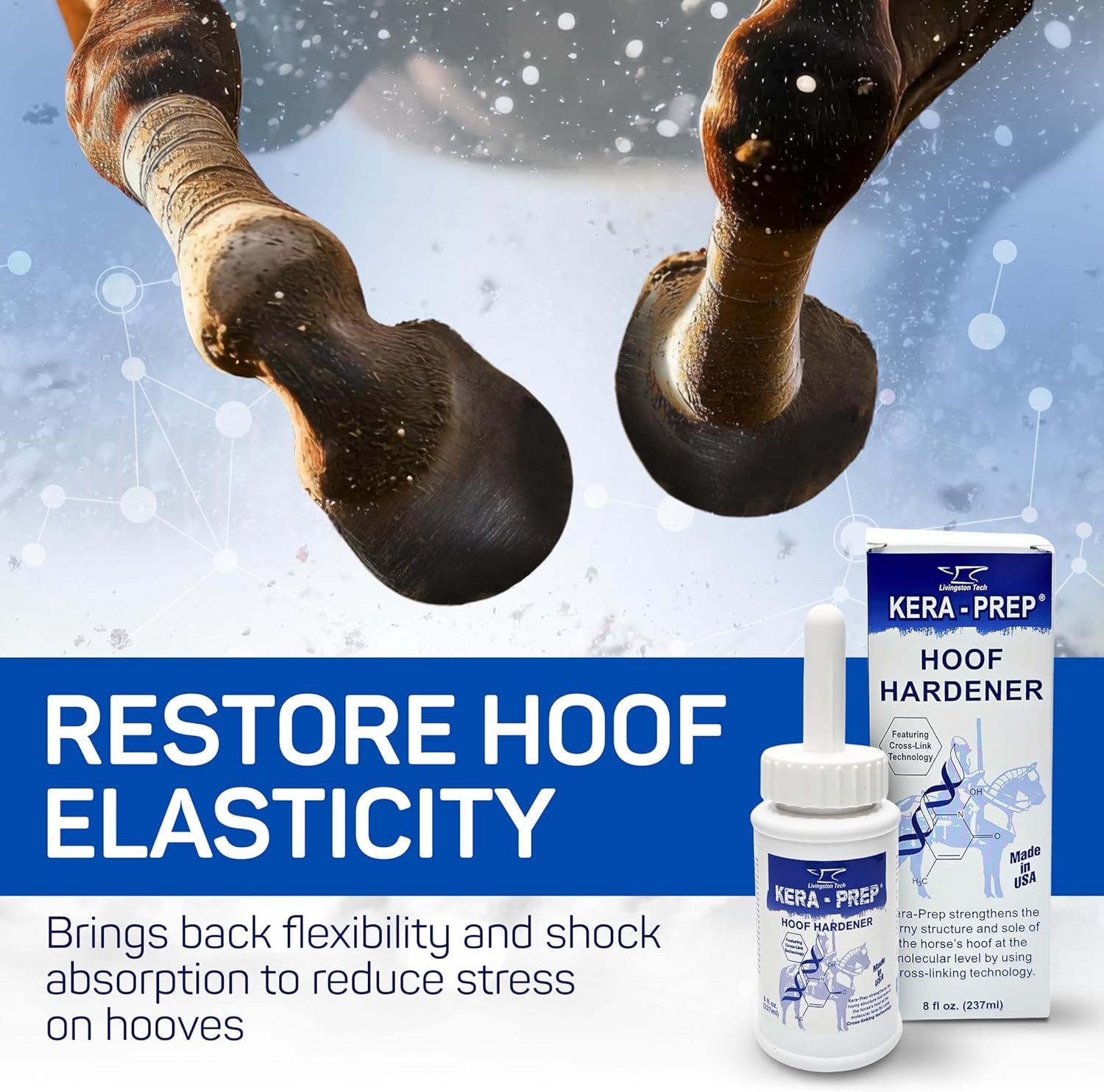 Kera Prep Hoof Hardener for Horses – Targeted Horse Hoof Care to Reinforce Hoof Structure at the Molecular Level – Repels Moisture, Restores Elasticity & Preps for Sealant – Ideal for Wet Conditions