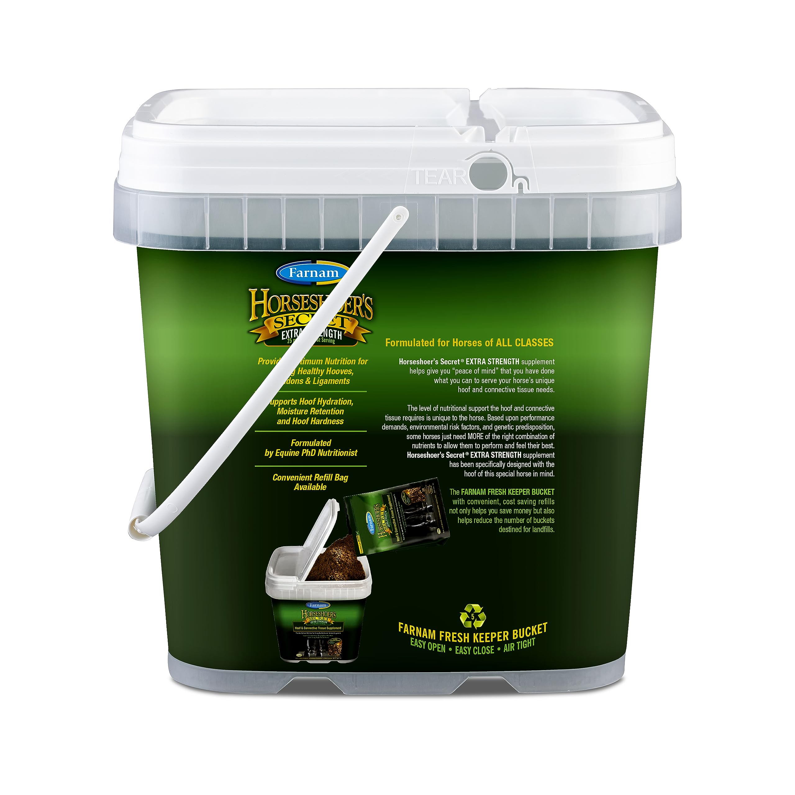 Suplemento de biotina Farnam Horseshoer's Secret Extra Strength para cascos y tejido conectivo con aminoácidos para cascos, tendones y ligamentos fuertes y saludables, 3.4 kg, suministro para 60 días