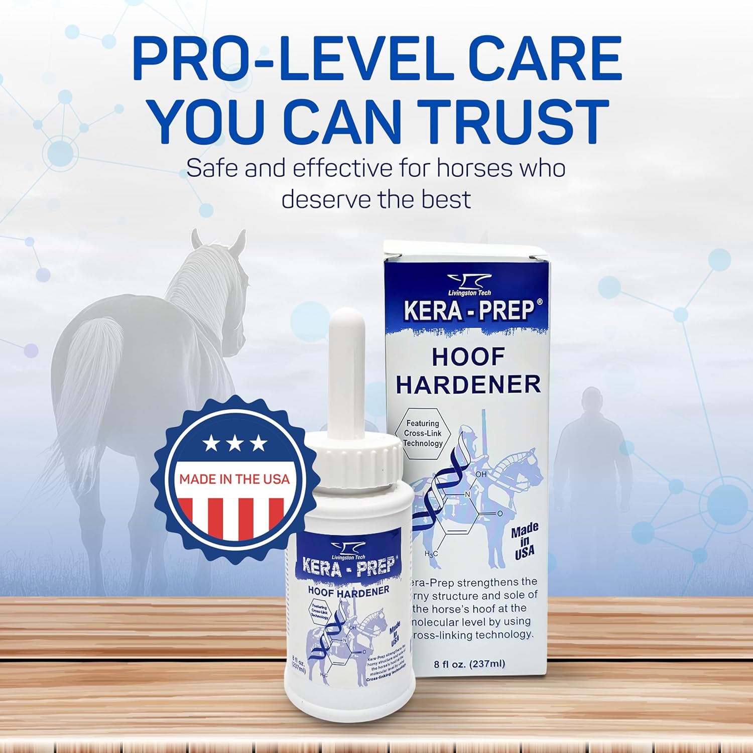 Kera Prep Hoof Hardener for Horses – Targeted Horse Hoof Care to Reinforce Hoof Structure at the Molecular Level – Repels Moisture, Restores Elasticity & Preps for Sealant – Ideal for Wet Conditions