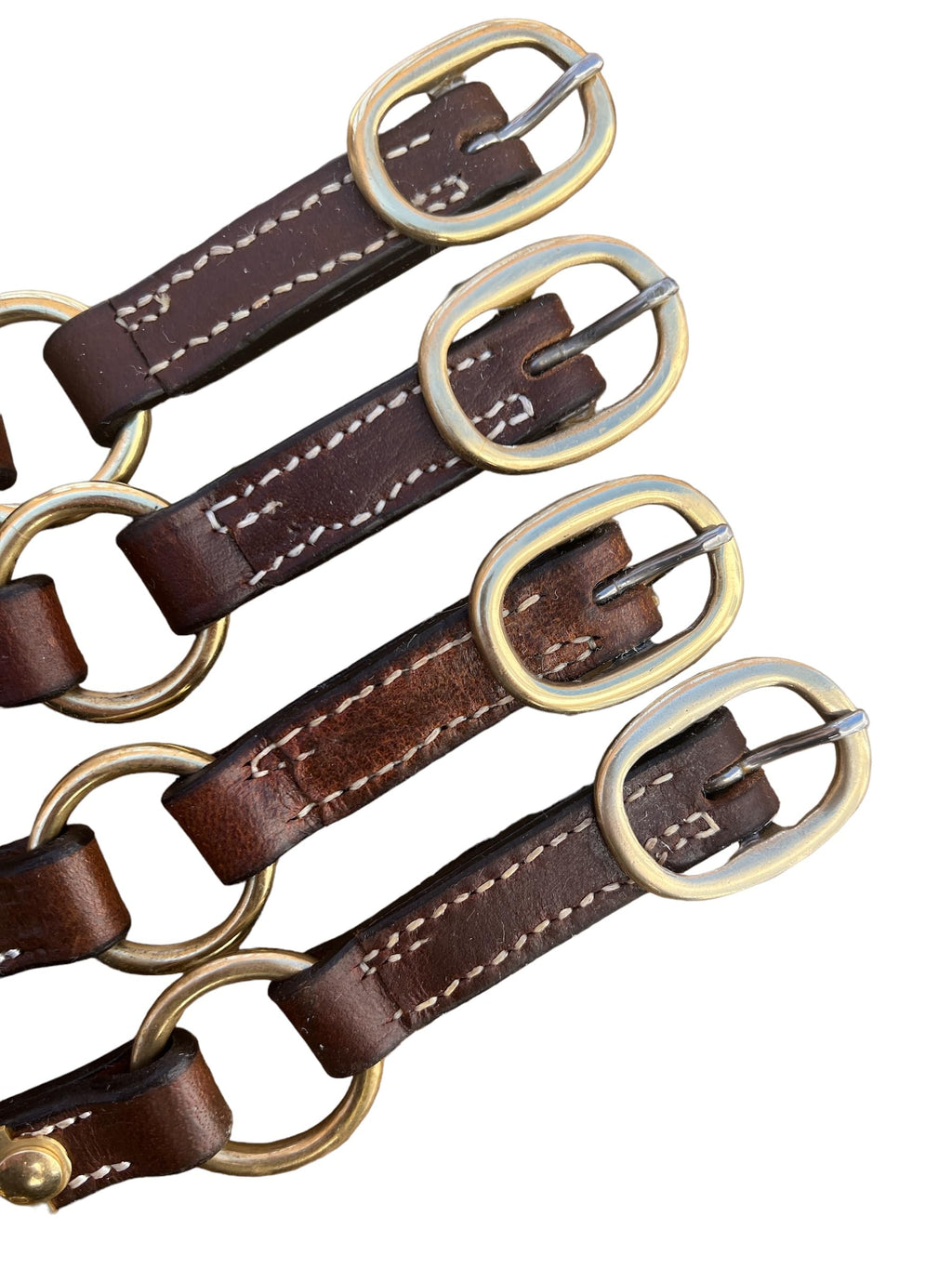 Cabestro de cuero de 3/4" de Leaders para caballos con placa de identificación grabada personalizada, cuero marrón con herrajes de latón macizo