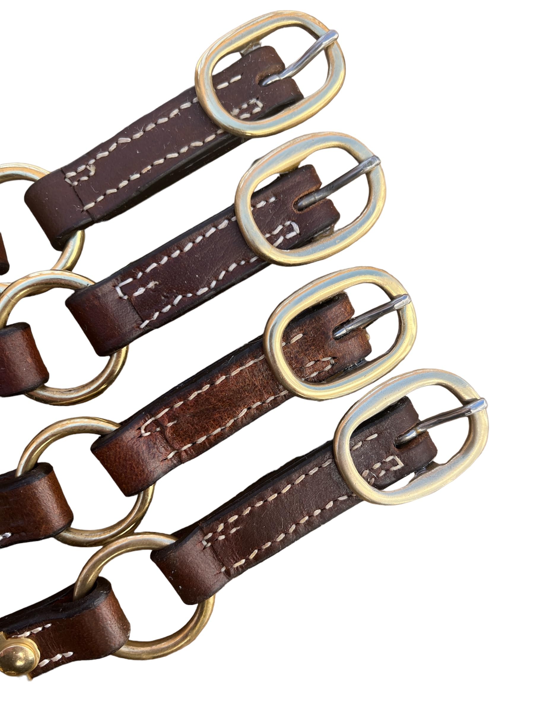 Cabestro de cuero de 3/4" de Leaders para caballos con placa de identificación grabada personalizada, cuero marrón con herrajes de latón macizo