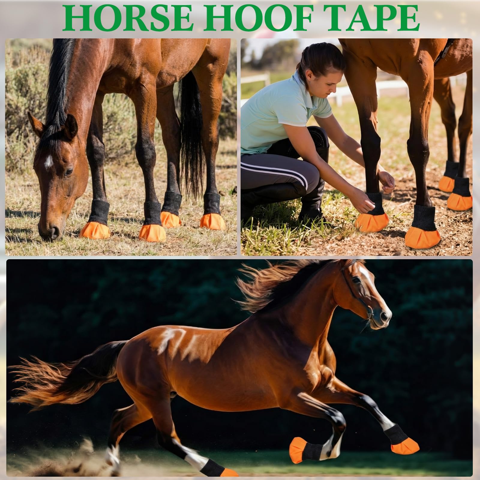 Aliceset 30 Pack Horse Hoof Tape with 6 Rolls of Vet Wrap, Breathable Cushion Hoof Packing Colorful Strong Sticky Foot Wrap for Horses Hoove Wound Care Laminitis Abscess Treatment(Colorful)