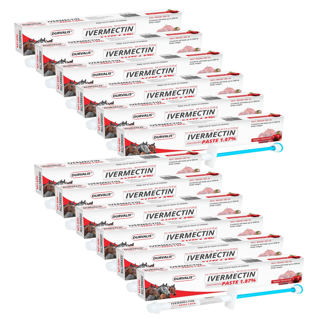 Ivermectin Horse Paste 1.87% Dewormer 6.08g Dose-Effective Appled Flavored Ivermectin Paste for Equine Care,Horse Deworming Paste -for Horses Up to 1250 lb (24 Pack)