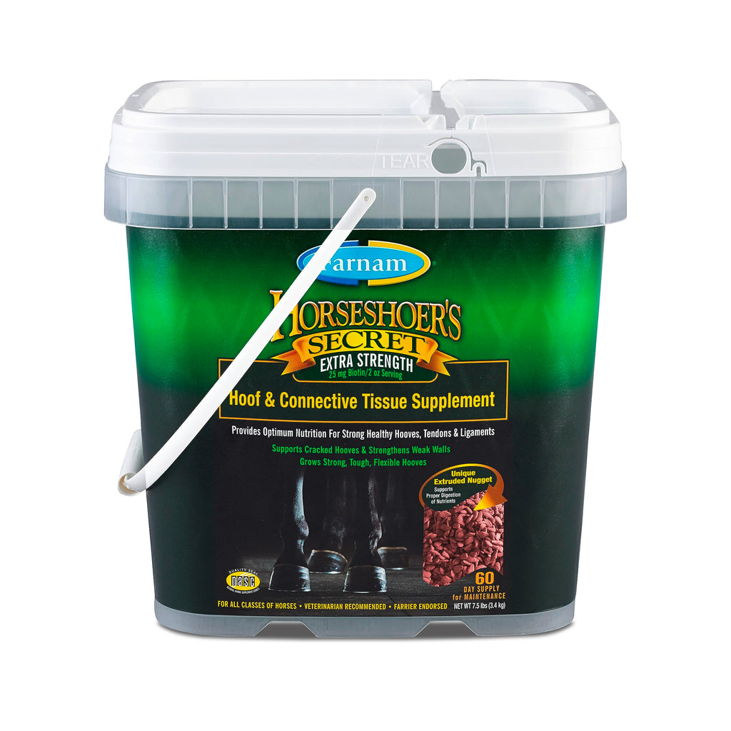 Suplemento de biotina Farnam Horseshoer's Secret Extra Strength para cascos y tejido conectivo con aminoácidos para cascos, tendones y ligamentos fuertes y saludables, 3.4 kg, suministro para 60 días