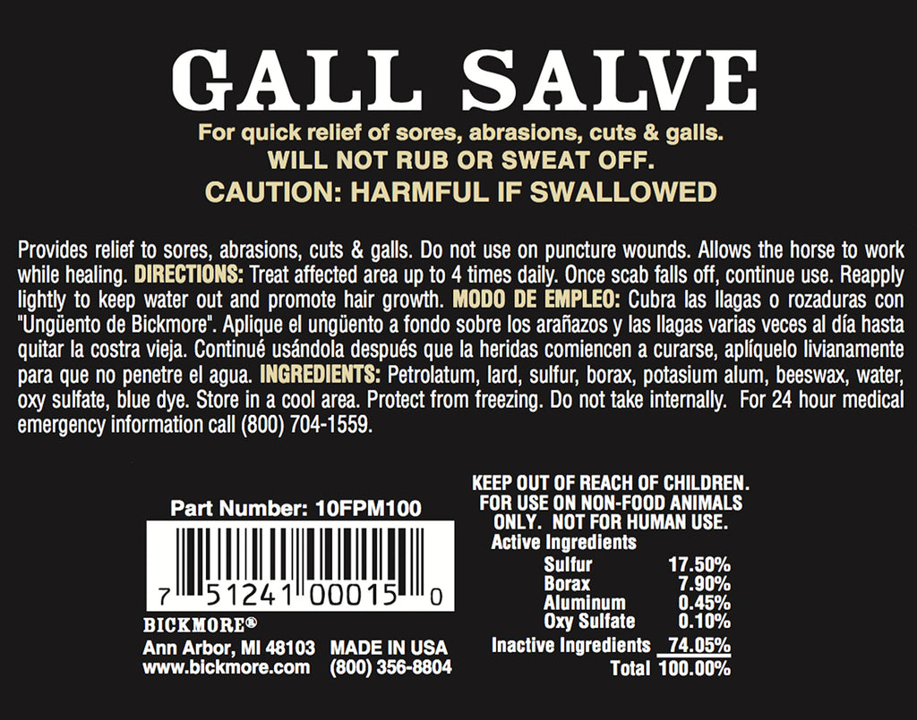Bickmore Gall Salve Crema para Heridas para Caballos 14oz - Alivio Equino Rápido de Llagas, Abrasiones, Cortes y Rozaduras