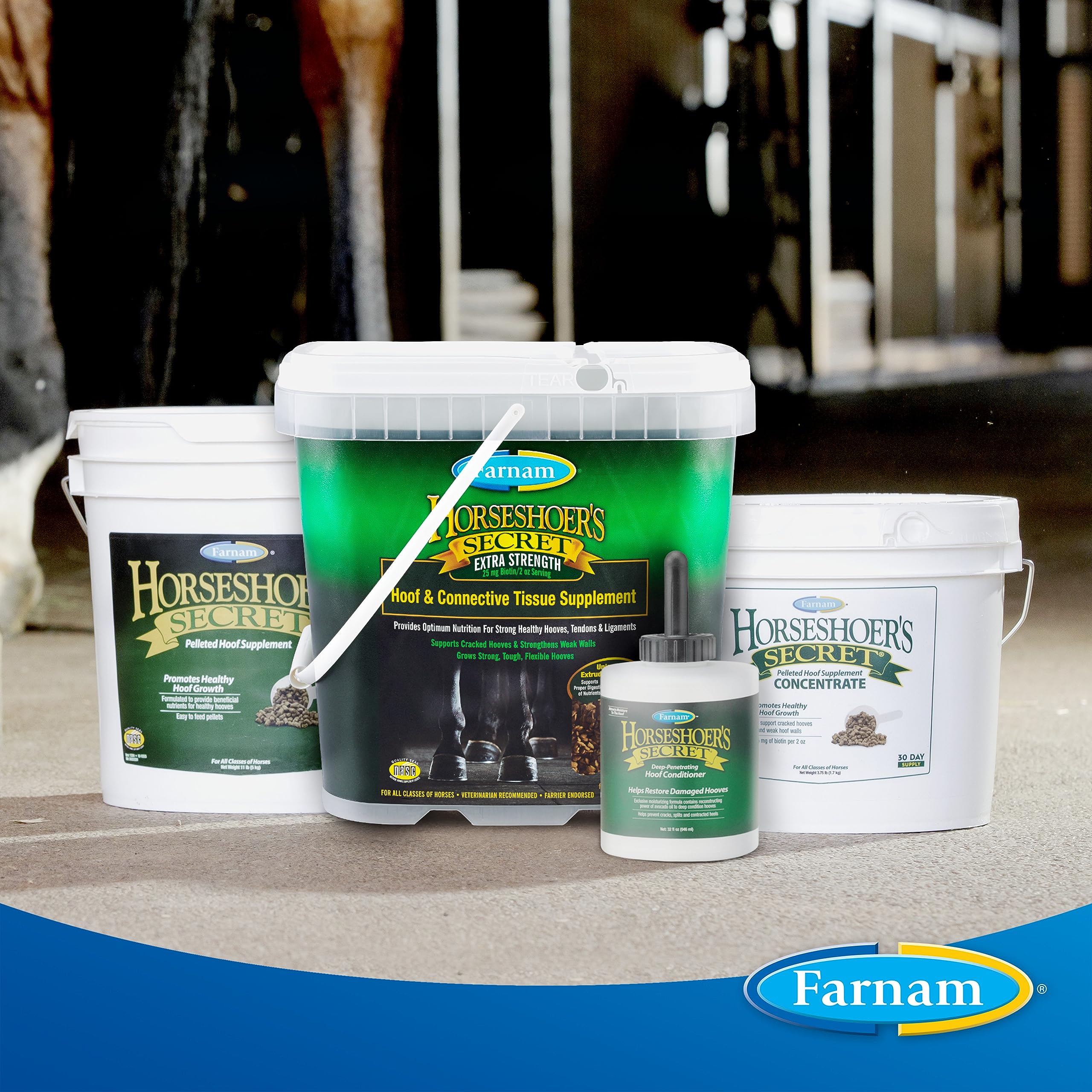 Suplemento de biotina Farnam Horseshoer's Secret Extra Strength para cascos y tejido conectivo con aminoácidos para cascos, tendones y ligamentos fuertes y saludables, 3.4 kg, suministro para 60 días