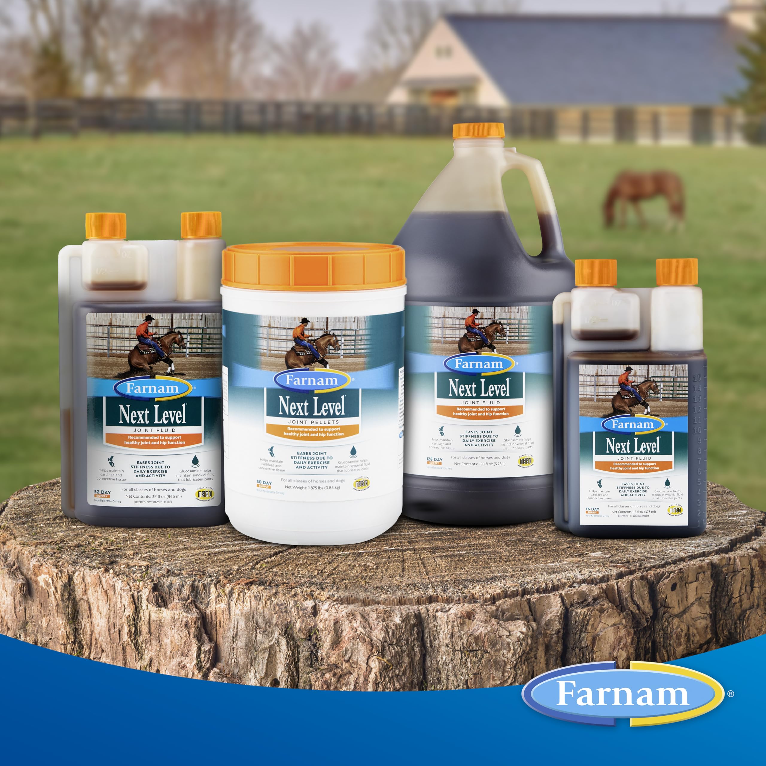 Suplemento Farnam Next Level Joint Fluid para caballos y perros, ayuda a mantener el tejido conectivo para aliviar la rigidez de las articulaciones debido a la actividad diaria, 473 ml, suministro para 16 días