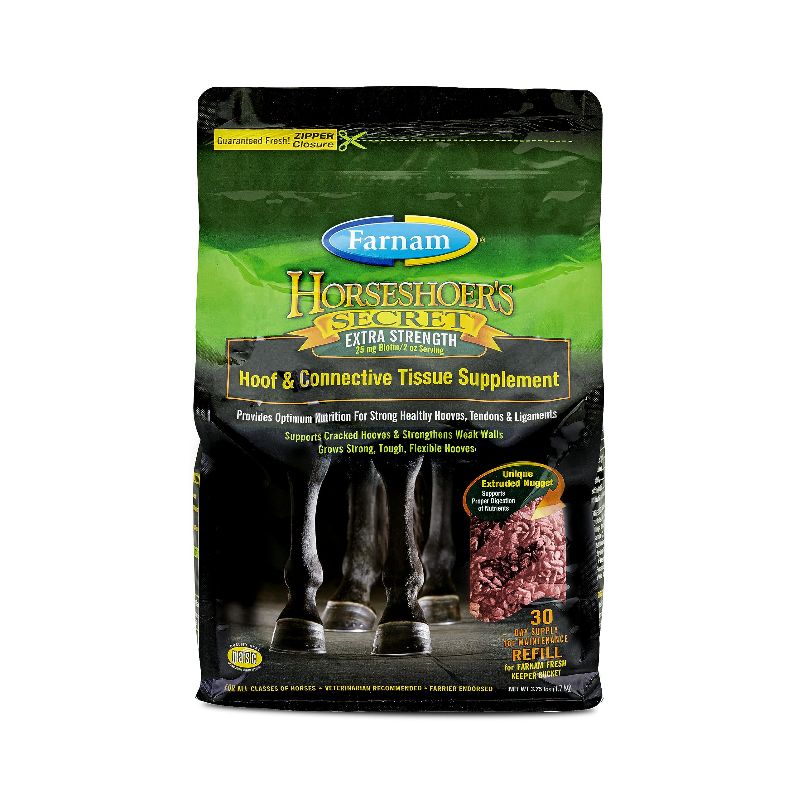 Farnam Horseshoer's Secret Extra Strength Hoof & Connective Tissue Biotin Supplement with Aminos for Strong, Healthy Hooves, Tendons & Ligaments, 7.5 lbs, 60-Day Supply