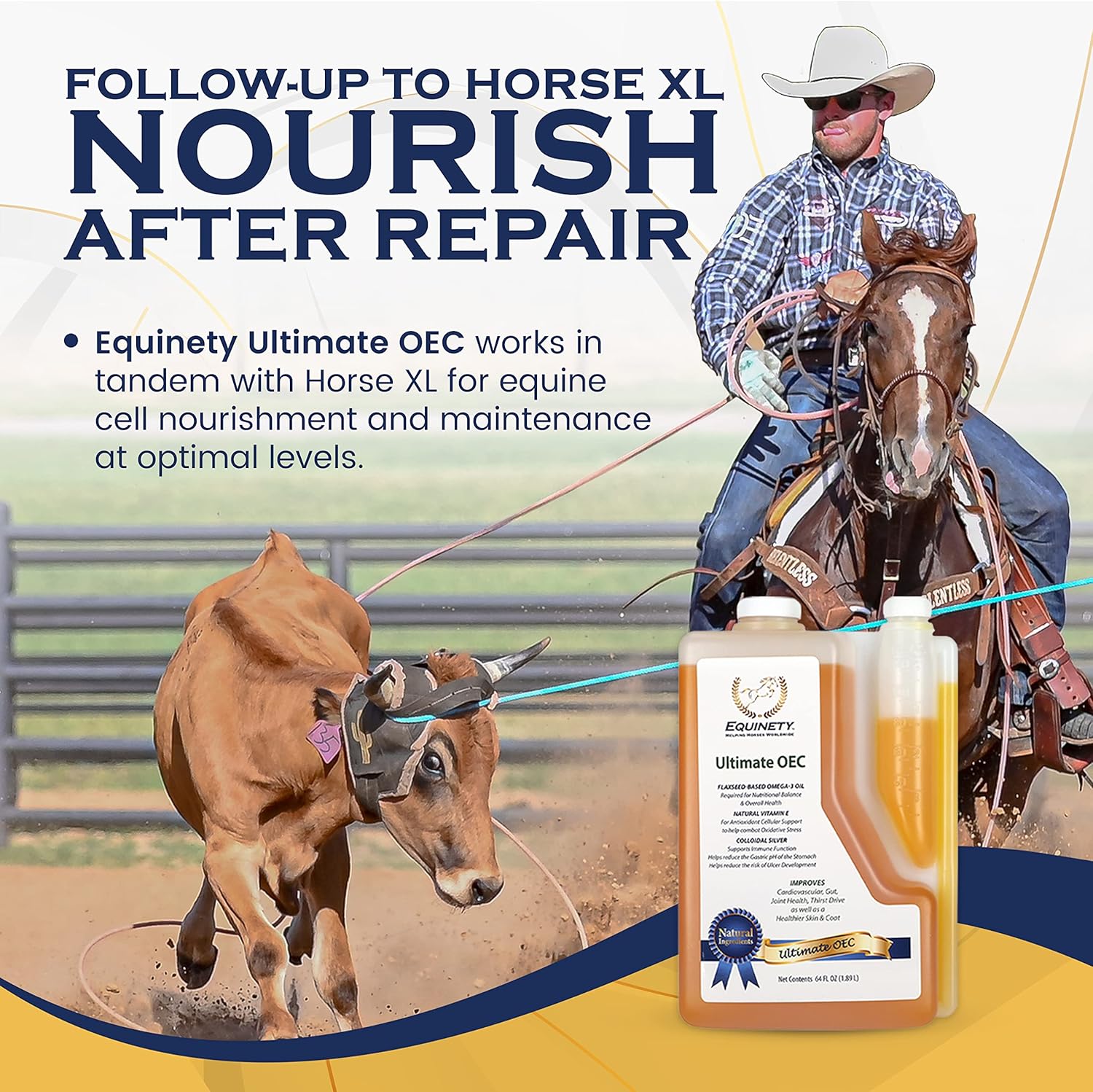 Ultimate OEC Horse Supplement – Omega 3, Vitamin E, Flaxseed Oil for Horses – Coat Defense, Joint & Hoof Support – Vet-Approved Equine Oil for Healthy Weight, Muscle & Recovery