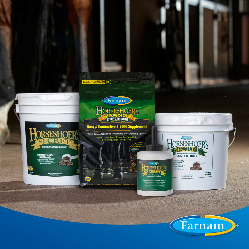 Suplemento de biotina Farnam Horseshoer's Secret Extra Strength para cascos y tejido conectivo con aminoácidos para cascos, tendones y ligamentos fuertes y saludables, 3.4 kg, suministro para 60 días