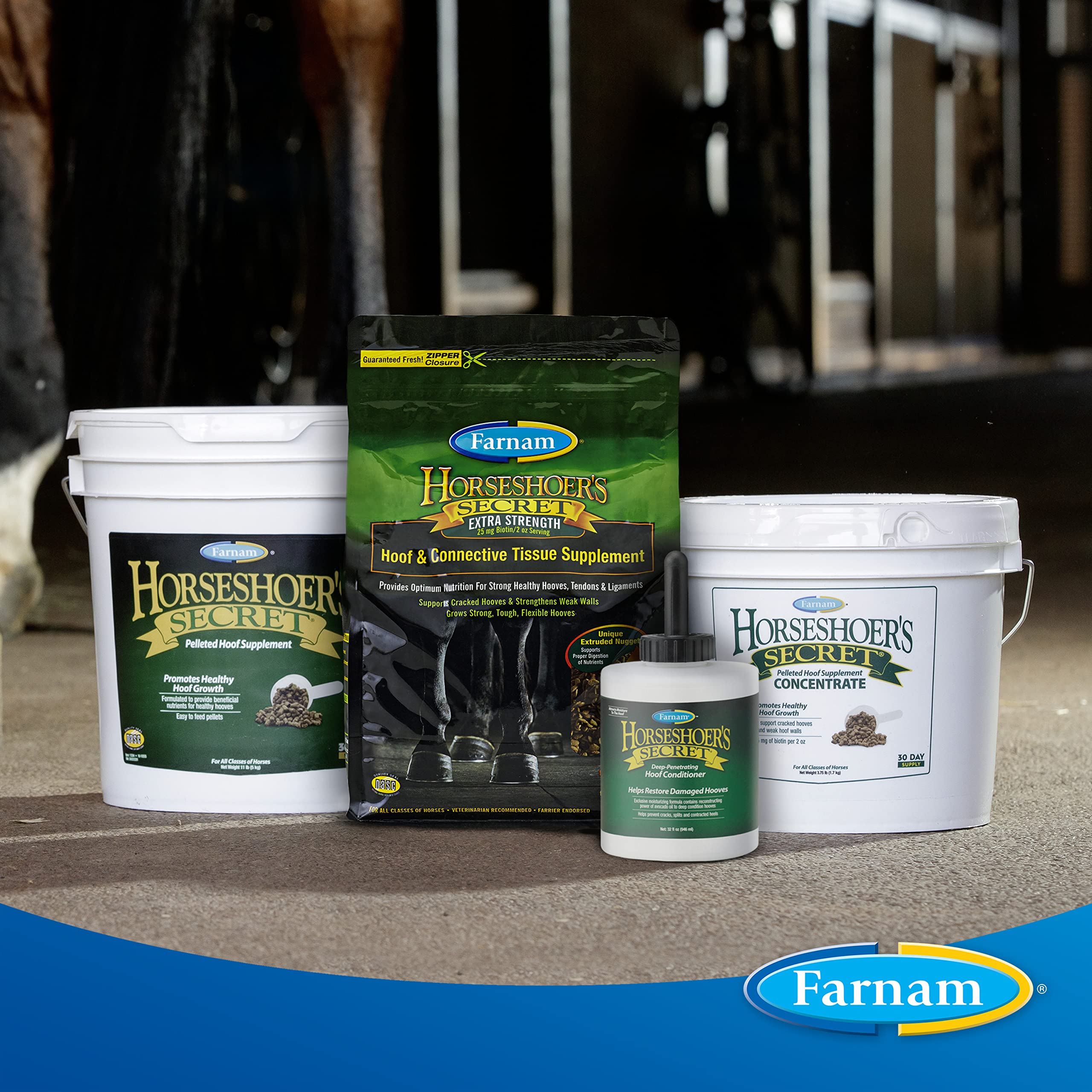 Suplemento de biotina Farnam Horseshoer's Secret Extra Strength para cascos y tejido conectivo con aminoácidos para cascos, tendones y ligamentos fuertes y saludables, 3.4 kg, suministro para 60 días