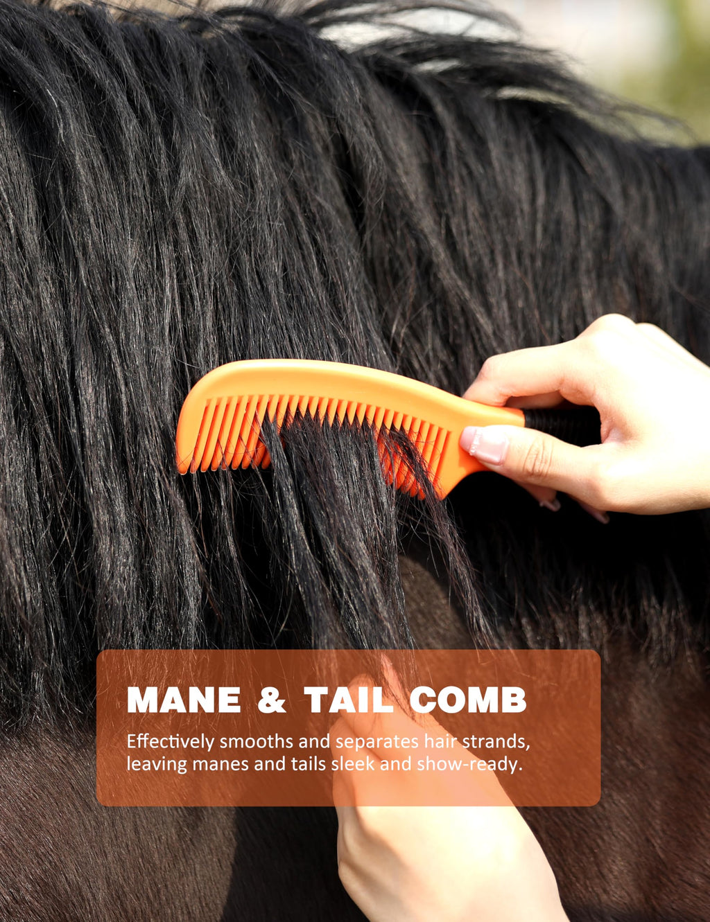 Kit de aseo Shinewell para caballos, set completo de cepillos para caballos, herramientas de aseo equino para muda y cuidado diario Naranja