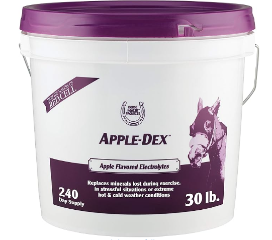 Farnam Horse Health Apple-Dex Electrolitos sabor manzana para caballos, 30 libras, hasta 240 días de suministro.